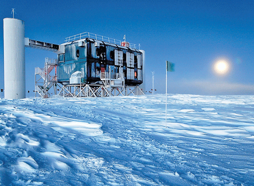 The IceCube experiment on the south pole.
