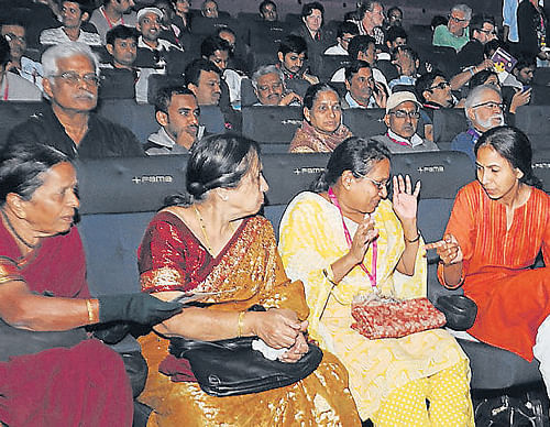 engrossed: Members of the audience during the screening.