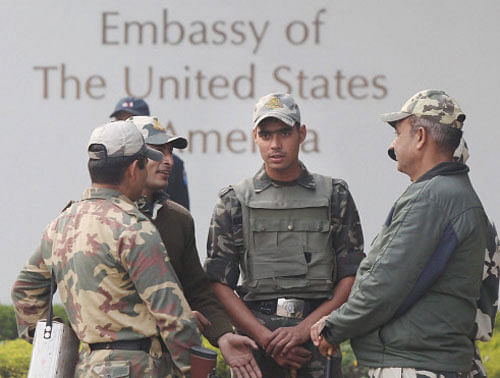 India has stepped up security at the US Embassy and other American institutions here, deploying as many as 150 police personnel during a 24-hour period. PTI file photo