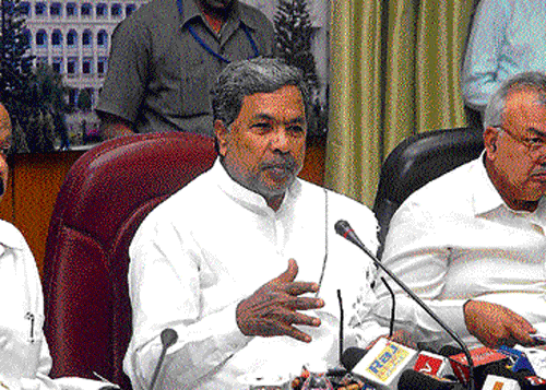 Chief Minister Siddaramaiah addresses the media on the  expansion of his Cabinet in Bangalore on Thursday. dh photo