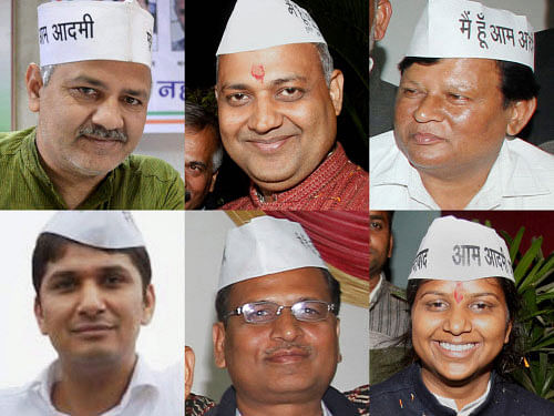 Aam Aadmi Party Ministers of Delhi, except Chief Minister Arvind Kejriwal, were today given Toyota Innova cars as official perks. PTI file photo of inisterial faces of Aam Aadmi Party (AAP) in Delhi, Manish Sisodia, Somnath Bharti, Girish Soni, Saurabh Bhardwaj, Satendra Jain and Rakhi Birla.