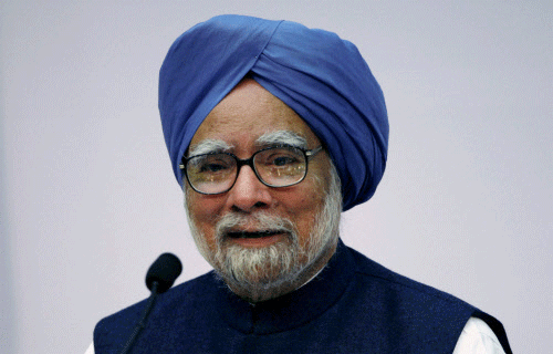 Prime Minister Manmohan Singh addressing a press conference in New Delhi on Friday. PTI Photo