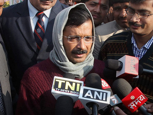 Delhi CM Arvind Kejriwal interacts with the media PTI File Image