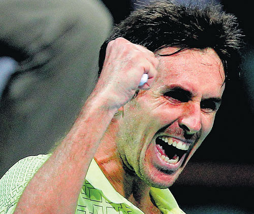 in cruise mode: France's Edouard Roger-Vasselin exults after storming into the final of the Chennai Open on&#8200;Saturday. PTI