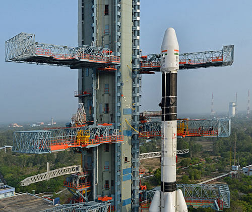 Vice President Hamid Ansari and Prime Minister Manmohan Singh today hailed the successful launch of GSLV D5 satellite as an important step in the area of science and technology and congratulated the ISRO scientists for the feat. PTI File Photo.