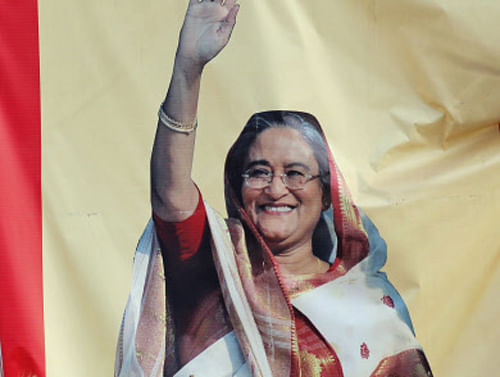 The ruling Awami League on Sunday swept the general election in Bangladesh, which was marred by deadly clashes, a low turnout and a boycott by opposition parties, even as 21 people were killed in poll violence. AP photo of Sheikh Hasina