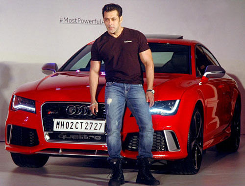 Bollywood Actor Salman Khan during the launch of Sporty spearhead Audi RS 7 Sportback car for Indian market and takes handover of first Audi RS 7 sportback by Audi in Mumbai on Monday. PTI Photo