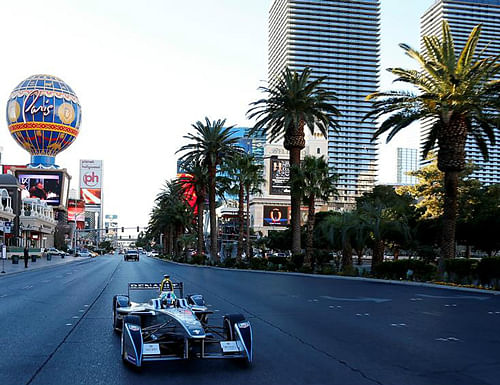 The first Formula E car -- part of an upcoming motor racing competition to put electric vehicles on the map -- made its dazzling debut in Las Vegas. Photo taken from official website