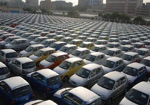 Annual car sales in India declined for the first time in 11 years in 2013, posting a 9.59 per cent dip, as the auto industry reeled under a prolonged demand slump due to the economic slowdown. Reuters File Photo.