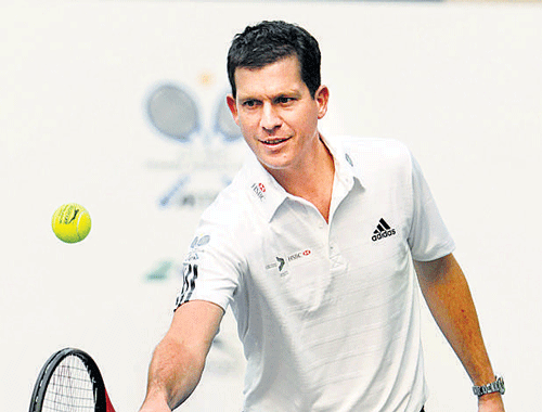 Different role: Former British tennis ace Tim Henman at the 'Road to Wimbledon' event in New Delhi on Thursday. pti