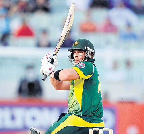 Australia's Aaron Finch en route his 121 against England in the first one-dayer on Sunday. Reuters Photo