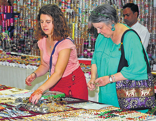 A range of items are on sale at the mela.