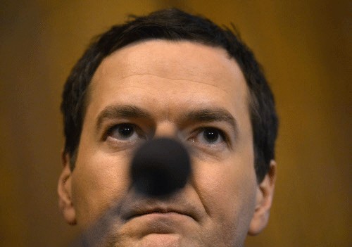 Britain's Chancellor of the Exchequer George Osborne addresses a conference on European Union reform, in central London January 15, 2014. Osborne said on Wednesday the legal treaties that dictate how the European Union is run were not fit for purpose and should be changed, saying he was determined his country would reshape its EU ties. REUTERS