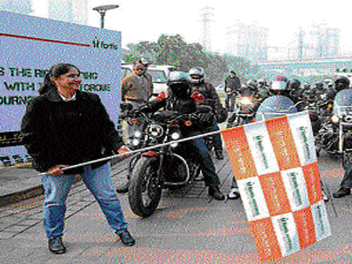 The flag-off ceremony for Delhi bikers in Gurgaon. DHNS