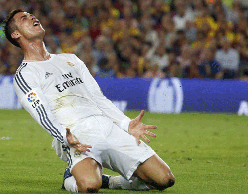 Cristiano Ronaldo exults after scoring against Osasuna in the King's Cup on Wednesday. Reuters File Photo