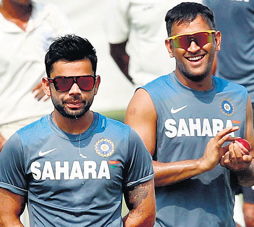 The contributions of Virat Kohli (left) and MS&#8200;Dhoni will be vital for India  when they face New Zealand in the first one-dayer at Napier on&#8200;Sunday. AP Photo