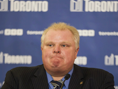 A new video surfaced yesterday showing Toronto's scandal-plagued mayor who pledged to stay off alcohol after admissions of crack smoking and binge drinking  in an apparent drunken stupor. AP File Photo