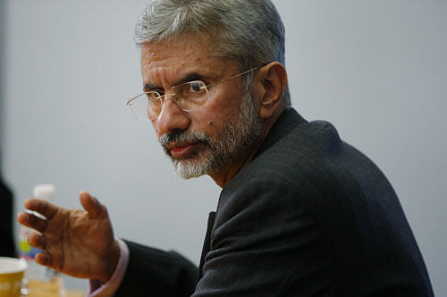 India's Ambassador to the United States, Dr. S. Jaishankar, gestures during an interviewed with The Associated Press in Washington, Friday, Jan. 24, 2014. AP photo