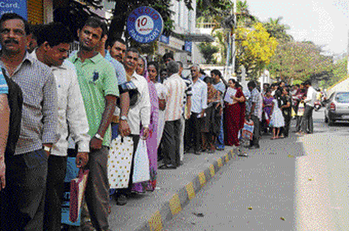 A queue for Aadhaar card registration in the city.
