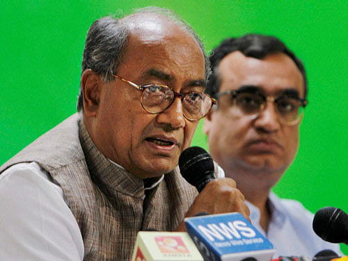 Congress general secretaries Digvijay Singh (in pic) and Madhusudan Mistri are among five Congress nominees for Rajya Sabha elections announced today but suspense still remains on whether former Delhi Chief Minister Sheila Dikshit will join them. PTI File Photo.
