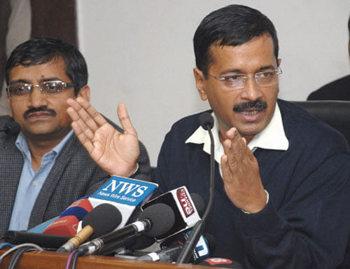 A press conference by Delhi Chief Minister Arvind Kejriwal was today disrupted by a Congress MLA demanding appointment of a Special Investigation Team to probe the 2008 Batla House encounter. PTI File Photo