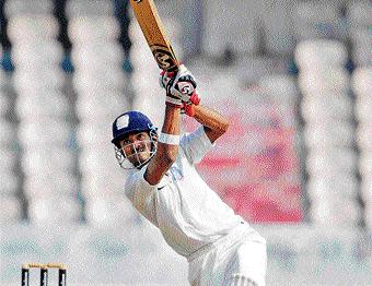 KL&#8200;Rahul plays one over the fence during his century. Robin Uthappa dominated the Maharashtra attack on Friday. DH&#8200;PHOTO