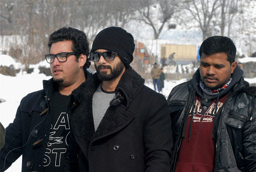 Bollywood actor Shahid Kapoor during the shooting of his upcoming film 'Haider' in Anantnag district on Thursday. PTI Photo
