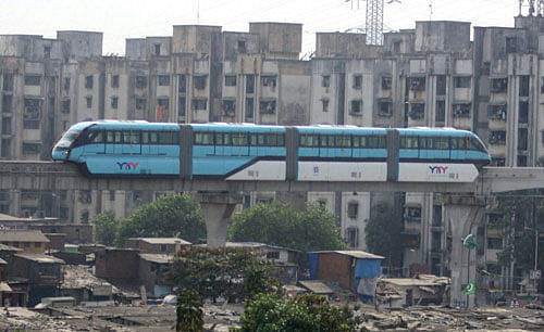 A view of a Mumbai Monorail after the flag-off ceremony in Mumbai on Saturday. PTI Photo