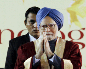Prime Minister Manmohan Singh during the inauguration session of the 101th Indian Science Congress at Jammu University on Monday. PTI Photo