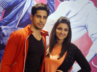 Actors Parineeeti Chopra and Sidharth Malhotra promote their film 'Hasee toh Phasee' in New Delhi on Monday. PTI Photo