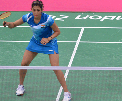 Ashwini beat Tamil Nadu player S Shruthi in the second round of the qualifying event being played at the Prakash Padukone Badminton Academy.  DH Photo
