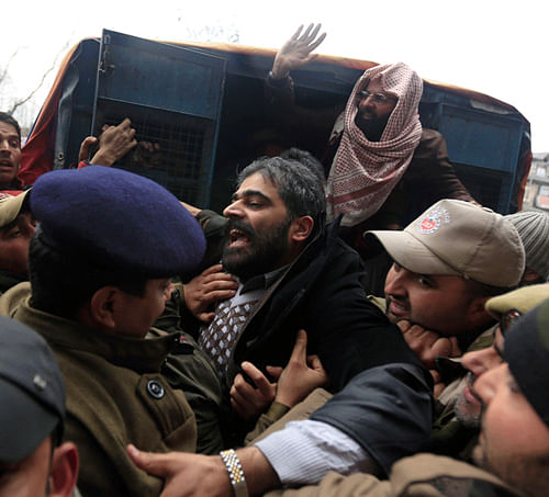 Senior separatist leaders Shabir Ahmad Shah, Muhammad Nayeem Khan and Mushtaq-ul-Islam were arrested here Friday after holding a seminar in remembrance of JKLF founder Muhammad Maqbool Bhat and parliament attack convict Afzal Guru. AP Photo