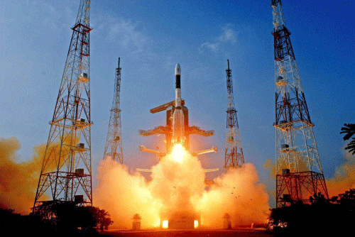 India successfully launched rejuvenated indigenous cryogenic engine- fitted GSLV-D5 carrying communication satellite GSAT-14 from Satish Dhawan Space Centre (ISRO) at Sriharikota in Andhra Pradesh on Sunday. PTI Photo