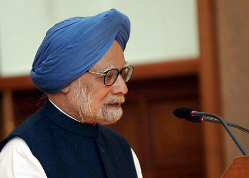 Prime Minister Manmohan Singh speaks at the release of commemorative postage stamps on legendary singer Jagjit Singh on his birth anniversary in New Delhi on Saturday. PTI Photo