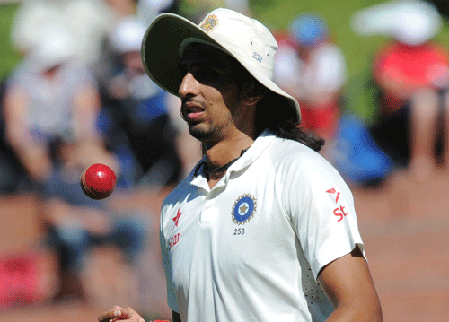 Ishant Sharma tosses the ball after he finished with his best bowling figures 6 for 51 in the New Zealand first innings on the 1st day of the 2nd cricket test at Basin Reserve in Wellington, New Zealand, Friday, Feb. 14, 2014. AP