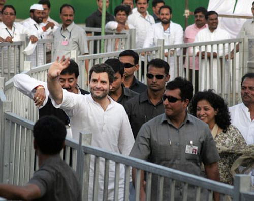 Wooing women voters, Rahul Gandhi today sought their empowerment and said the party's aim was to bring more women forward in the election process. PTi File Photo.