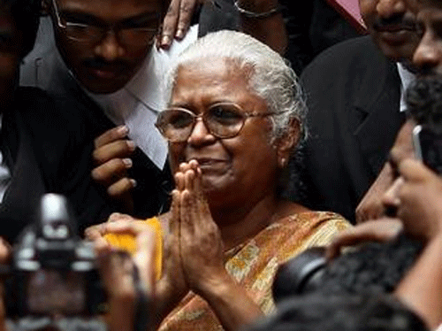 ''I thank Chief Justice Sathasivam for the verdict. I was waiting for this for 23 years and living with the hope, wandering through streets anticipating for such an order.I now have peace of mind,'' an emotional Arputham Ammal told the media soon after the Court commuted the death penalty of her son into life sentence. PTI File Photo