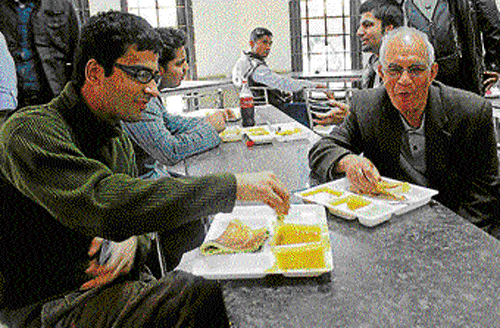 unforgettable: Former DU professor Mahesh Chandra visits the canteen to relive his memories.