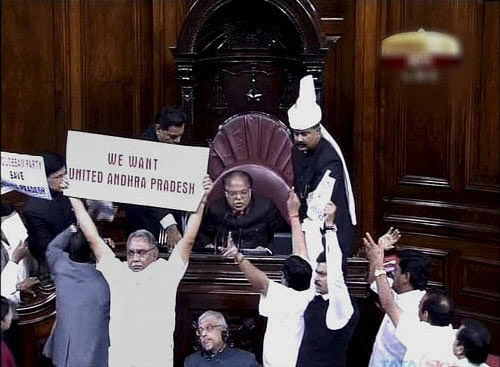 Rajya Sabha today saw three adjournments in the pre-lunch sitting after uproar over Telangana and Tamil fishermen issues and the release of Rajiv Gandhi's assassins. PTI