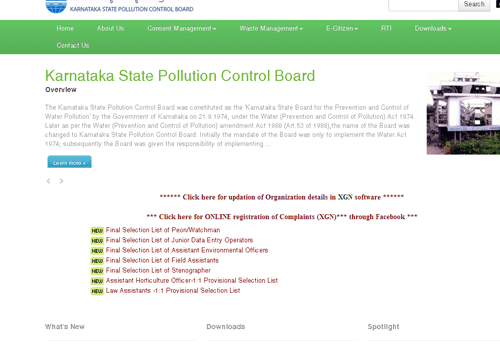 Karnataka State Pollution Control Board Website