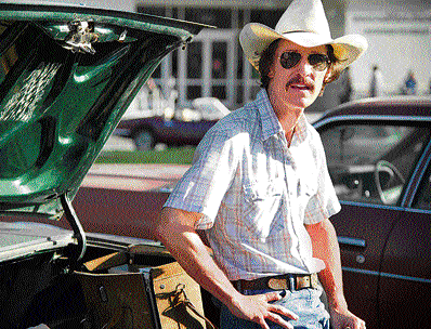 Shifting gears: Matthew MacConaughey in a still from 'Dallas Buyers Club'.