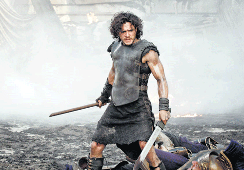 Set for battle: Kit Harrington as Milo with his sword at the ready.