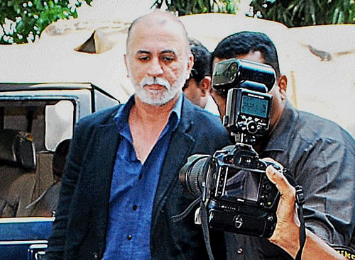 Prison authorities Sunday seized a mobile phone during a surprise inspection of the cell in which Tehelka editor-in-chief Tarun Tejpal is lodged at the Sada sub-jail in Goa's Vasco city. PTI photo