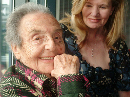 Alice Herz-Sommer, believed to be the oldest-known survivor of the Holocaust, who died in London on Sunday morning at the age of 110, pictured in this Aug. 2007 photo with Caroline Stoessinger who compiled Herz-Sommers' memories in a book, A Century of Wisdom. Born in 1903 Prague to a family of Jewish intellectuals and musicians, Alice Herz-Sommer socialised with the likes of Kafka and Brod. But in 1943, Alice, a prominent concert pianist, her husband and young son, were deported to Theresienstadt concentration camp. (AP Photo)