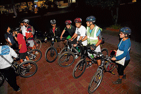 The cyclists getting ready to take part in the ride.