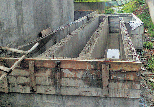 The screen chamber of the water treatment plant coming up near Herohalli lake.