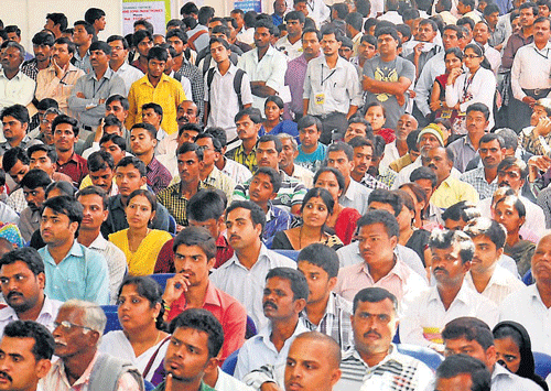 Aspirants of Job Mela wait for their results. dhphoto