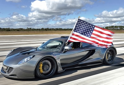 US firm Hennessey's Venom GT set the new record for the fastest car in the world during a test run at the Kennedy Space Centre in Florida. Image courtesy: Hennessey website