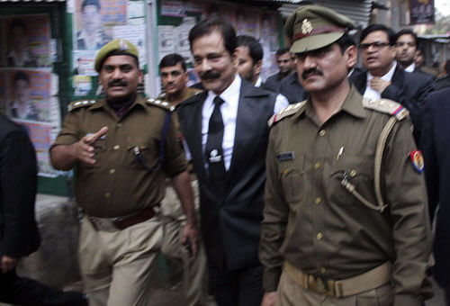 Sahara chief Subrata Roy was today taken by road to New Delhi for production by 2 PM tomorrow before the Supreme Court which had issued a non-bailable warrant against him in a case of alleged contempt. Reuters photo