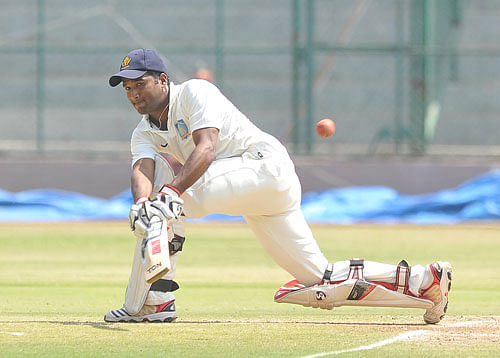 Karnataka had actually lost only nine wickets but C Gautam retired hurt after scoring 17 runs and did not return to bat. DH File Photo